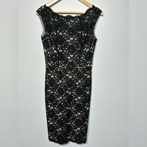 Like New WHBM black lace overlay sheath dress